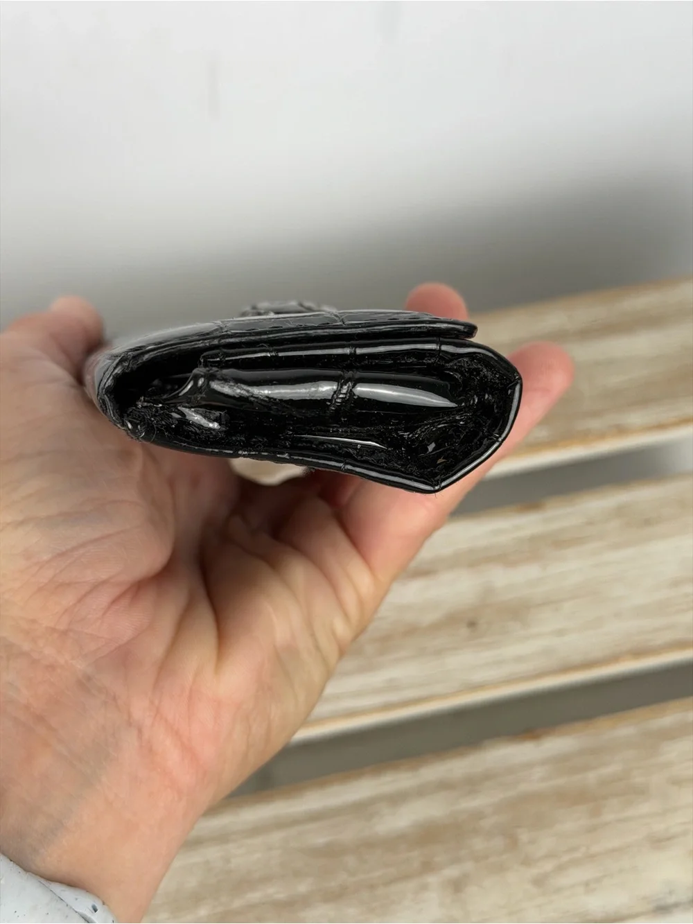 Brighton black crocodile embossed lipstick case or small accessory holder.